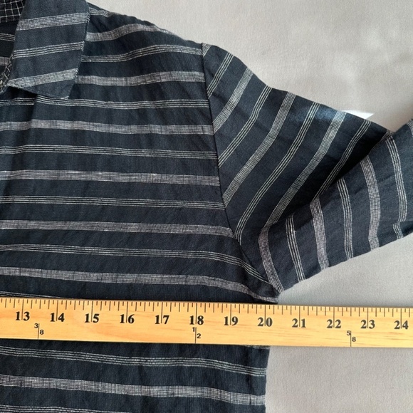 Habitat Tunic Top Women's Size S Linen Navy Striped Lagenlook Minimalist Boho - Picture 11 of 16